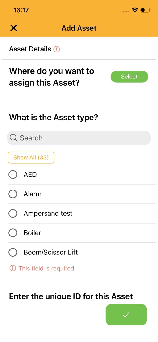 Asset Type creation