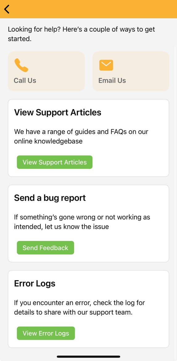 How to send an Error Log from the Work Wallet App