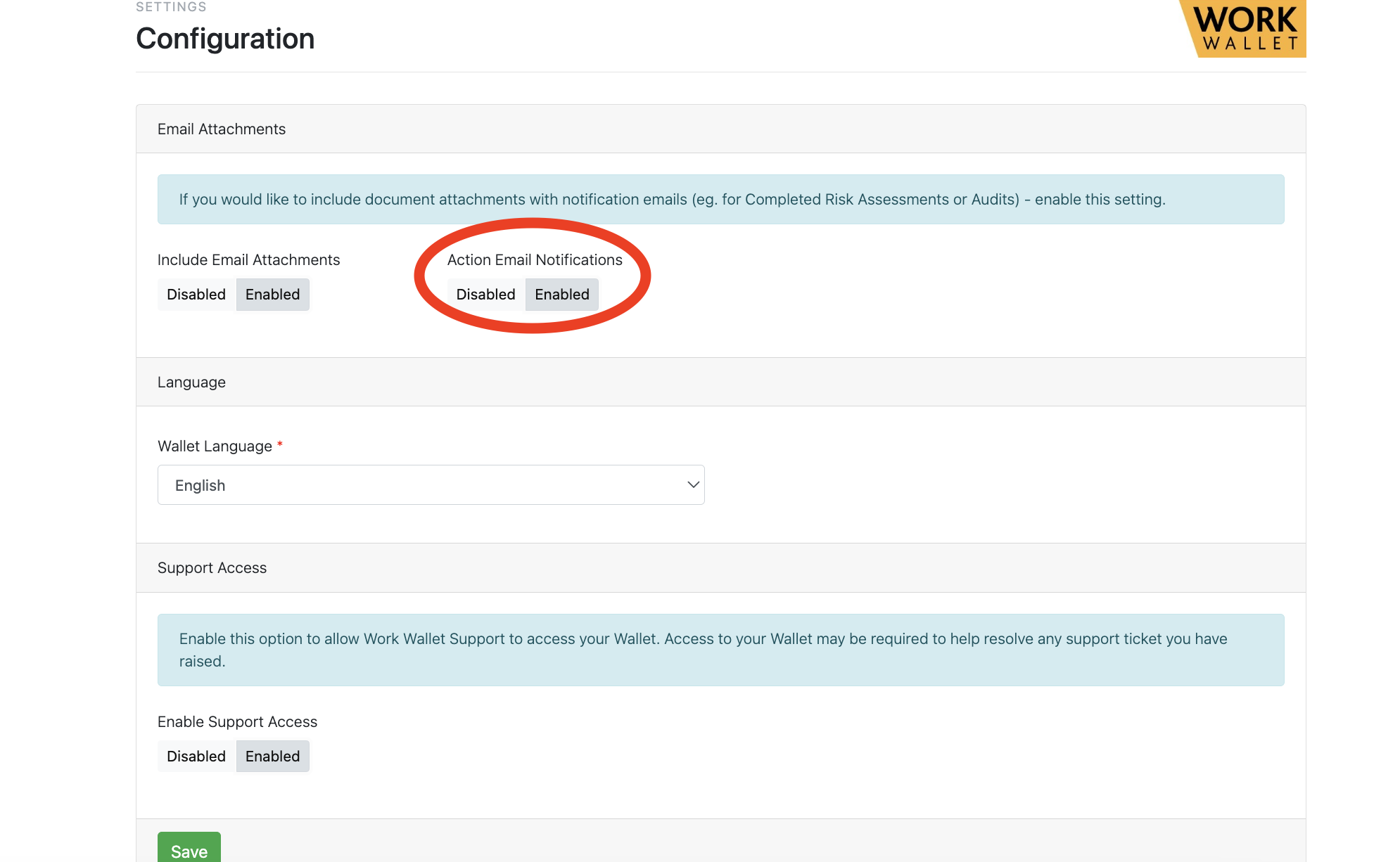 How Do I Enable /Disable Action Email Notifications?