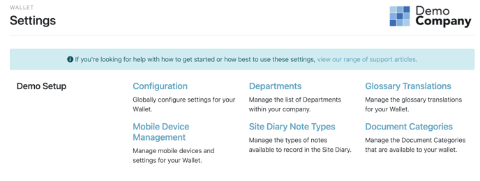 Screenshot of settings