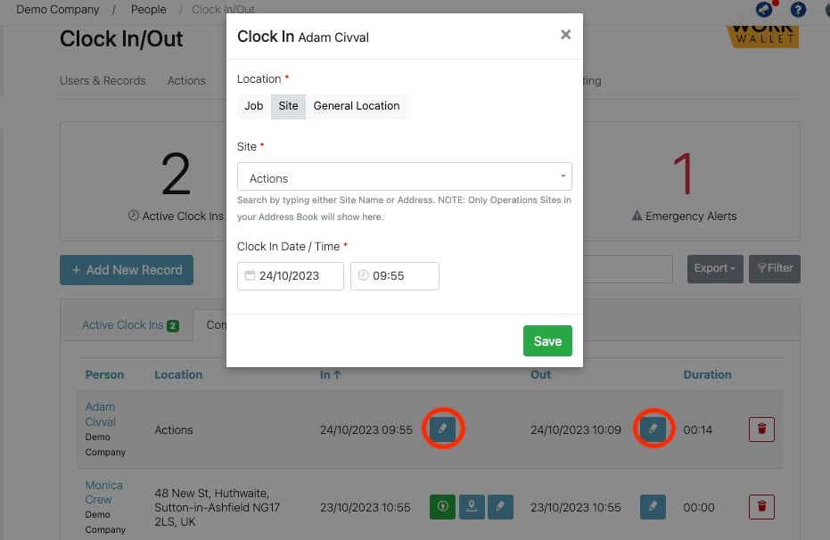 Clocking In/register Samples How do I view Clock In and Out Records?
